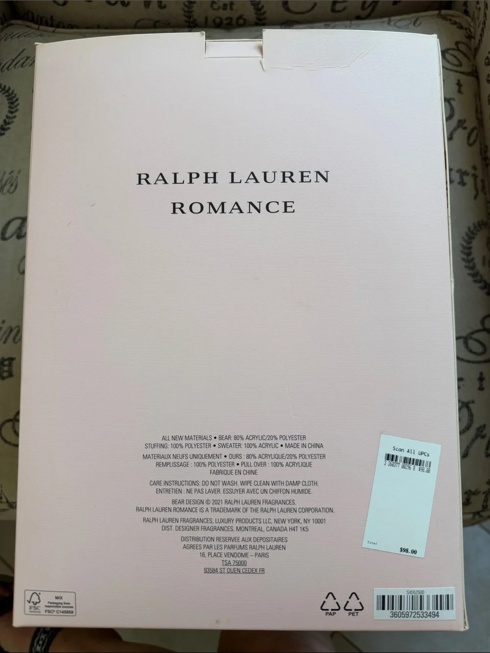 Ralph Lauren 2021 Romance Teddy Bear with Pink Sweater